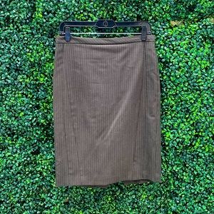 BCBG pinstripe skirt hits just above the knee